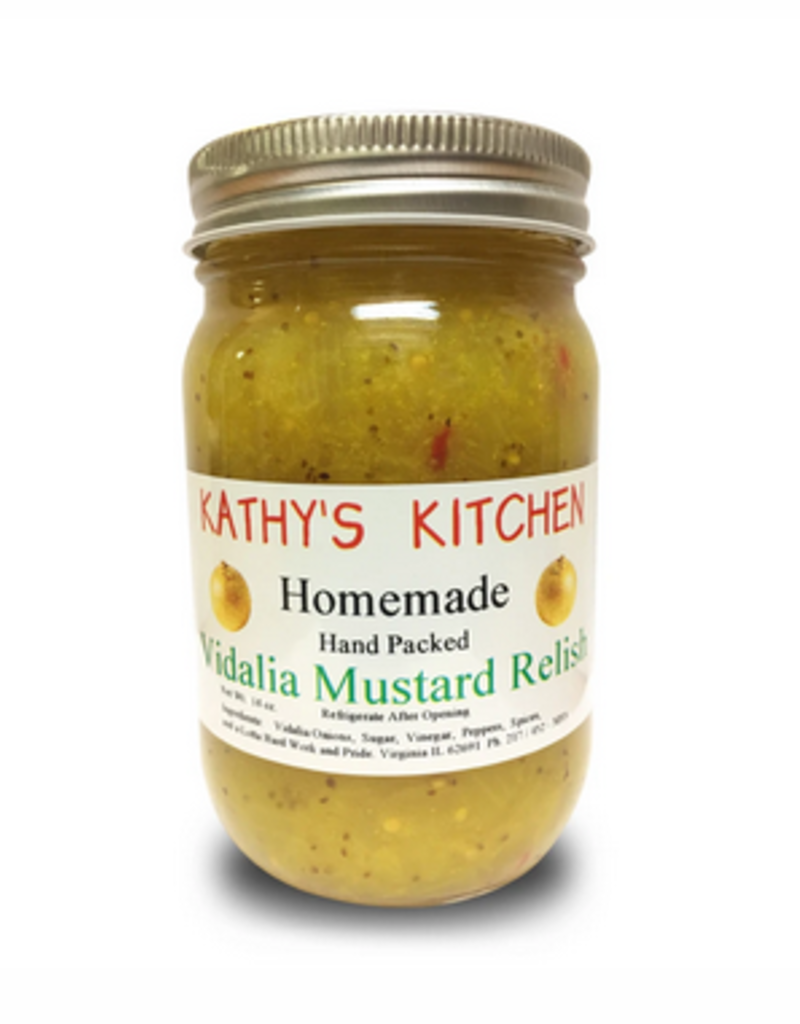 KATHY'S KITCHEN RELISH, VIDALIA MUSTARD 16 OZ "TAMMY LIKES" ∎ (dimx2)