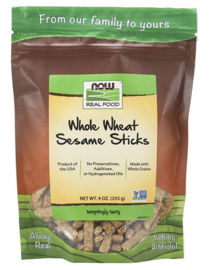 NOW FOODS SESAME STICKS, WHOLE WHEAT, SALTED 9 OZ (dimx2)