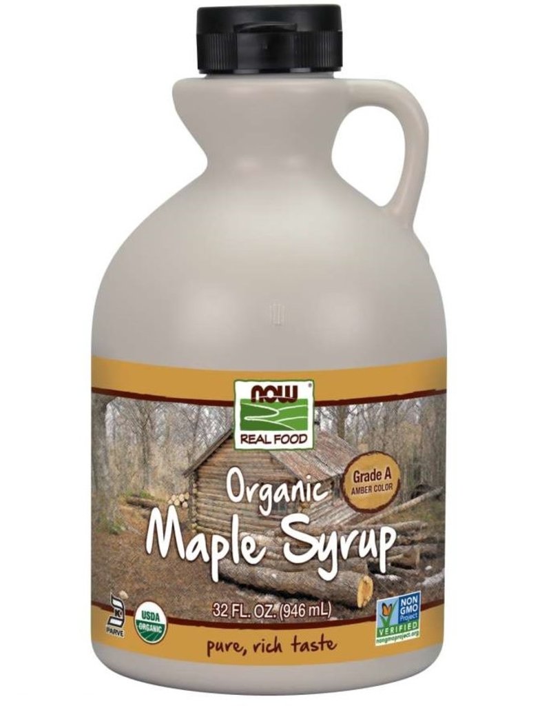 NOW FOODS MAPLE SYRUP, GRADE A MEDIUM AMBER, ORGANIC 32 OZ (dimx3) -S ++