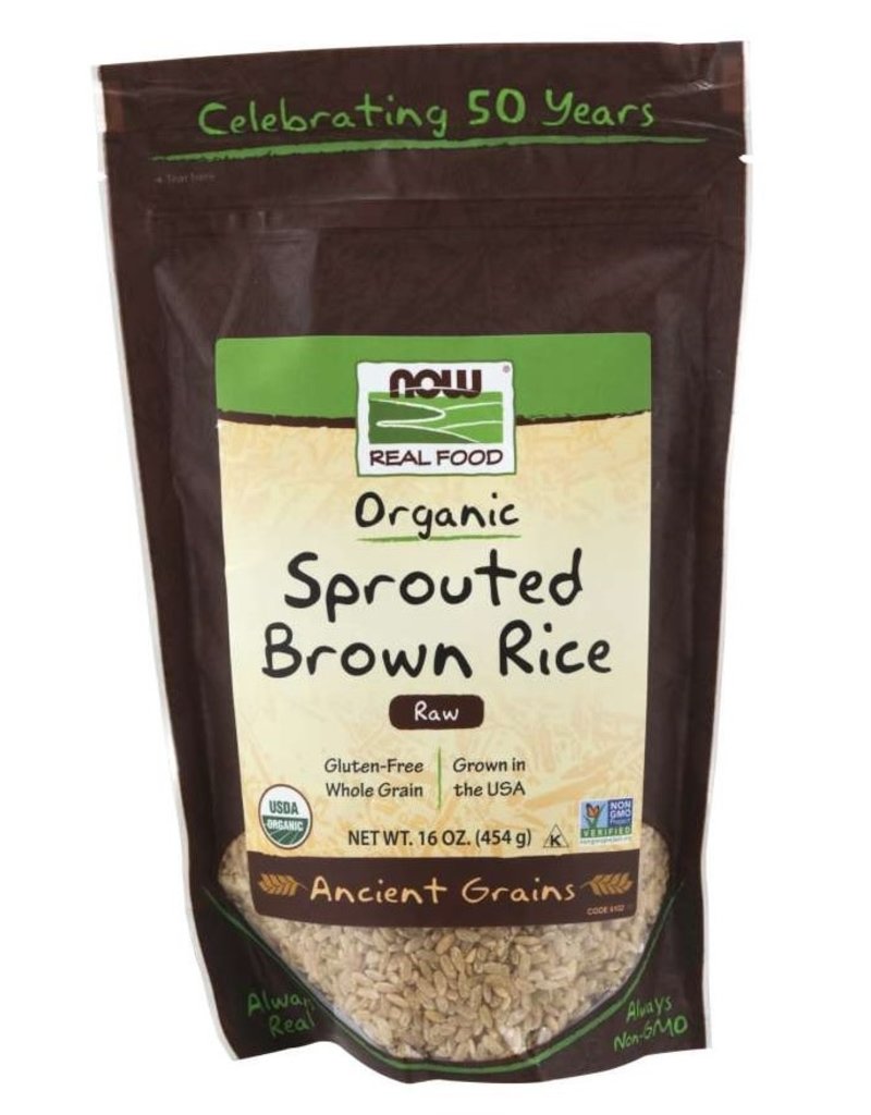 NOW FOODS SPROUTED BROWN RICE, ORGANIC 16 OZ (dimx2) -S