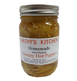 KATHY'S KITCHEN PEPPERS, HORSEY HOT 16 OZ ∎ (dimx)