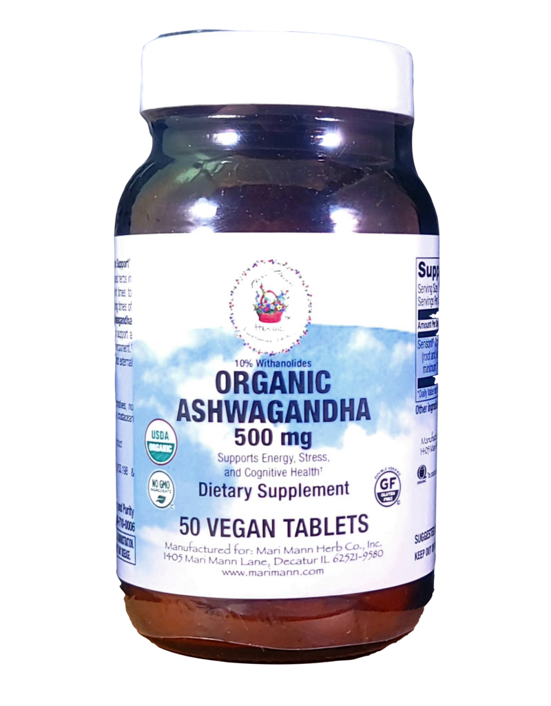 MARI-MANN ASHWAGANDHA ROOT, ORGANIC  500 MG 50 TAB (m3) -S - OOSVL