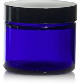 MARI-MANN 2 OZ COBALT BLUE GLASS JAR STRAIGHT SIDED W/ PLASTIC LINED CAP (53-400) (single) -S