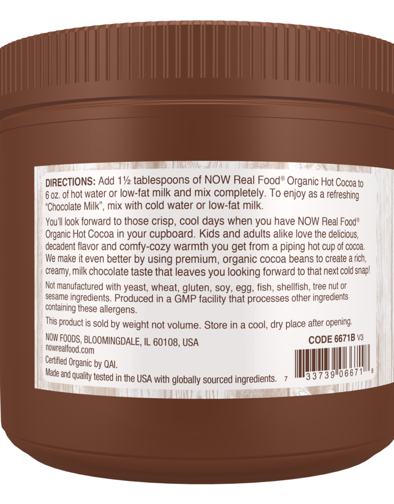 NOW FOODS HOT COCOA, ORGANIC 14 OZ