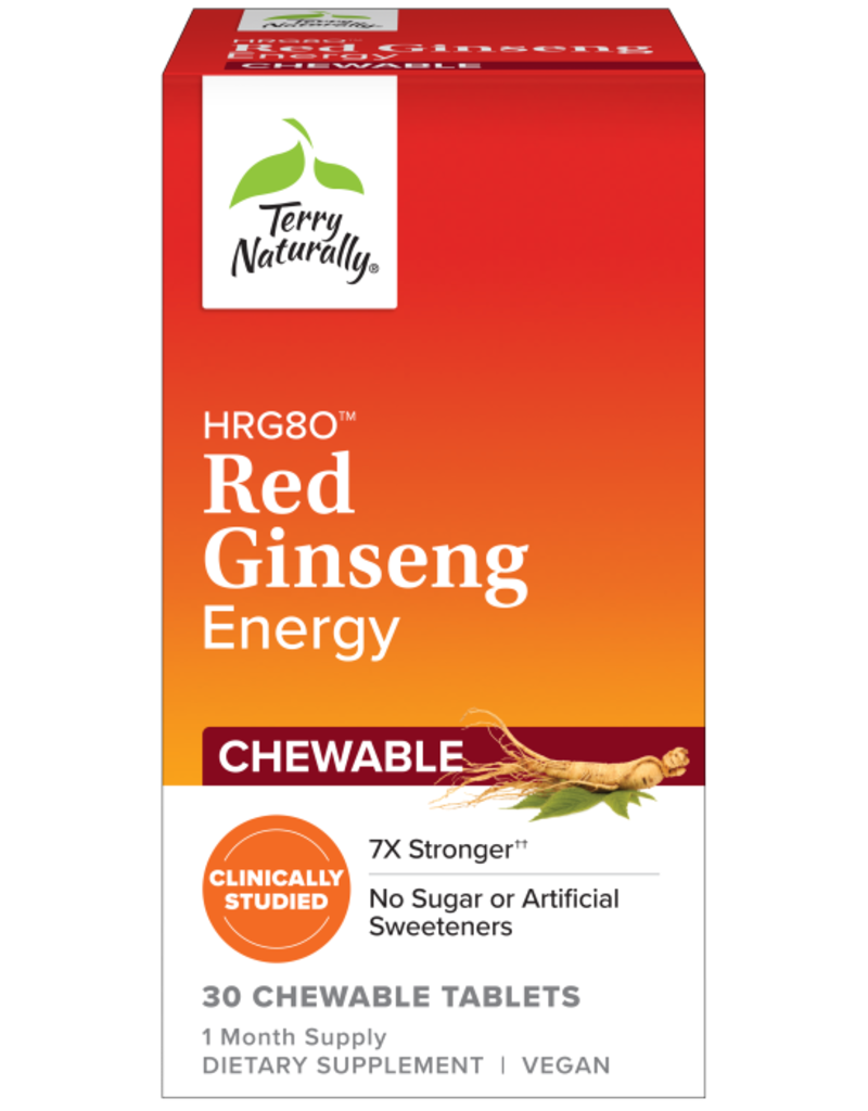 TERRY NATURALLY GINSENG, RED, ENERGY HRG80 30 CHW (2 PLACES) GAMMASORB -BO -GS ∎