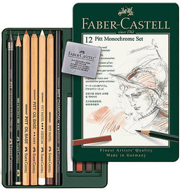 Faber-Castell Pitt Monochrome Set of 12 pencils charcoal eraser pastel