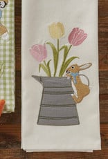 TT-Embroidered-Jug W/Tulips & Bunny