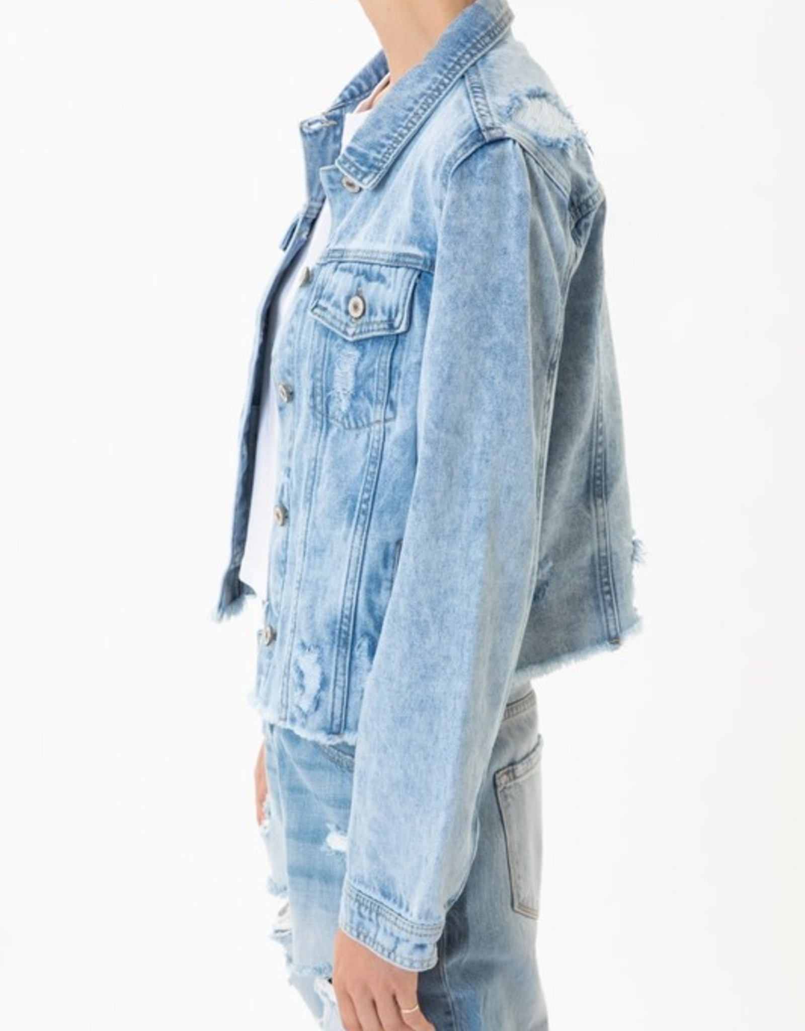 KanCan KanCan Jean Jacket-Light Wash W/Fraying