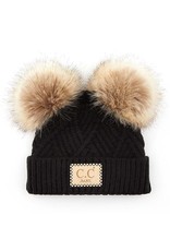 CC CC Baby Toque-Criss Cross Knit- W/Pom Poms