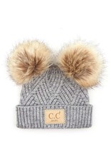 CC CC Baby Toque-Criss Cross Knit- W/Pom Poms