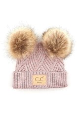 CC CC Baby Toque-Criss Cross Knit- W/Pom Poms