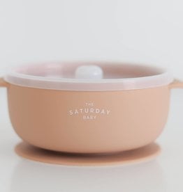 The Saturday Baby Silicone Suction Bowl w/Lid-Peach