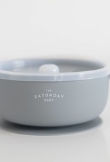 The Saturday Baby Silicone Suction Bowl w/Lid-Sky