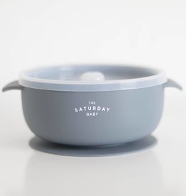 The Saturday Baby Silicone Suction Bowl w/Lid-Ocean