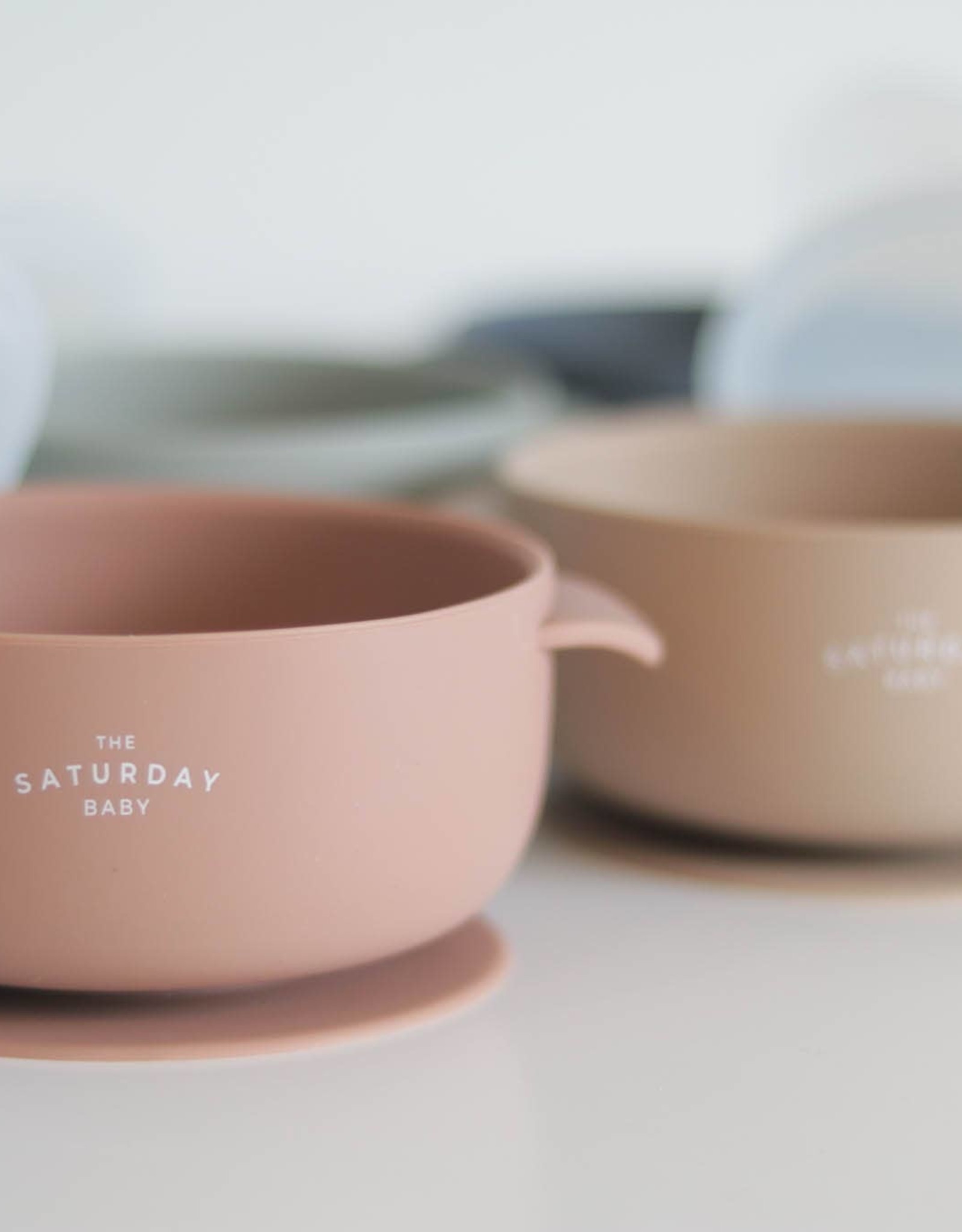 The Saturday Baby Silicone Suction Bowl w/Lid-Sage