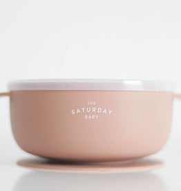 The Saturday Baby Silicone Suction Bowl w/Lid-Coral