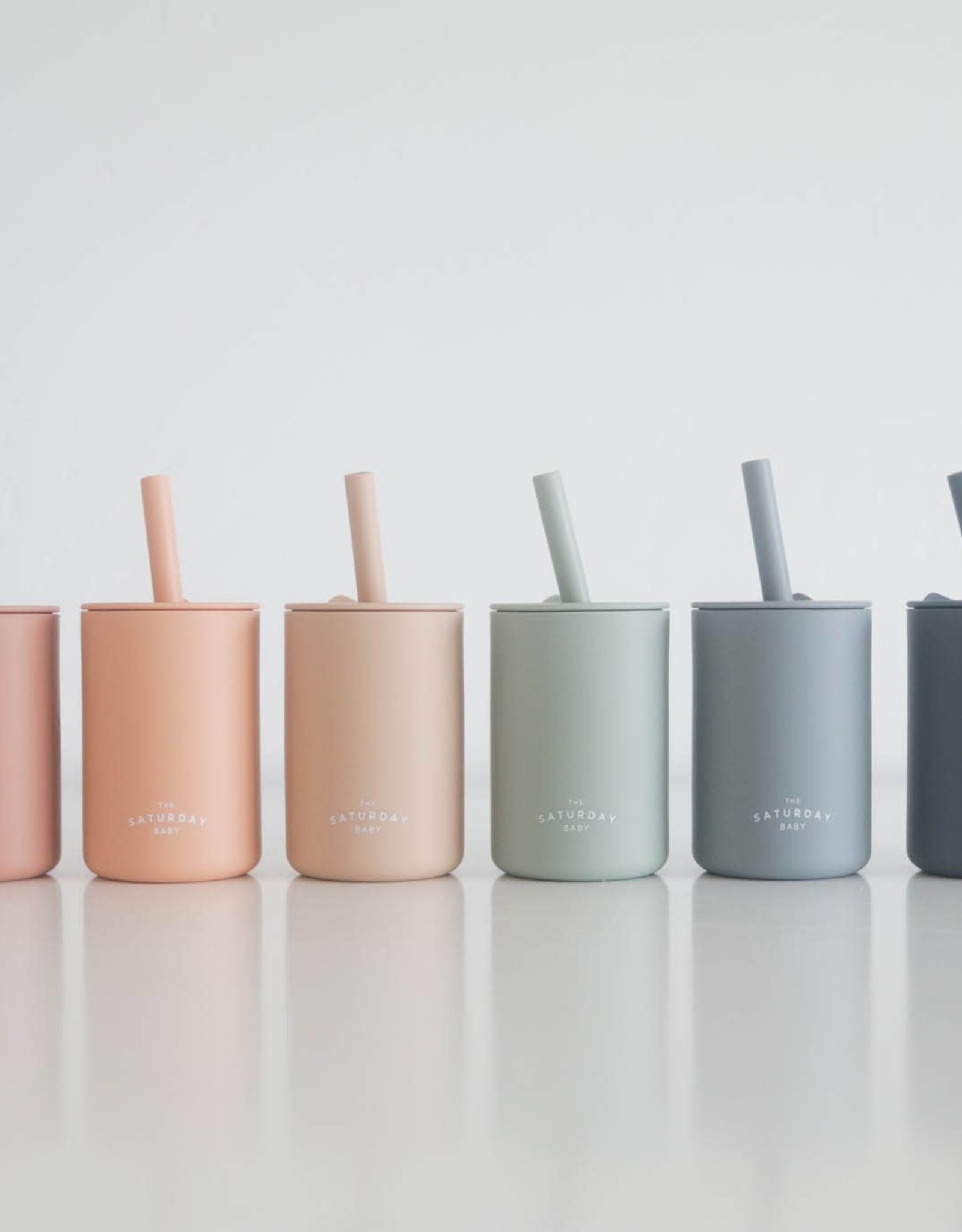 The Saturday Baby Silicone Straw Cup-Peach