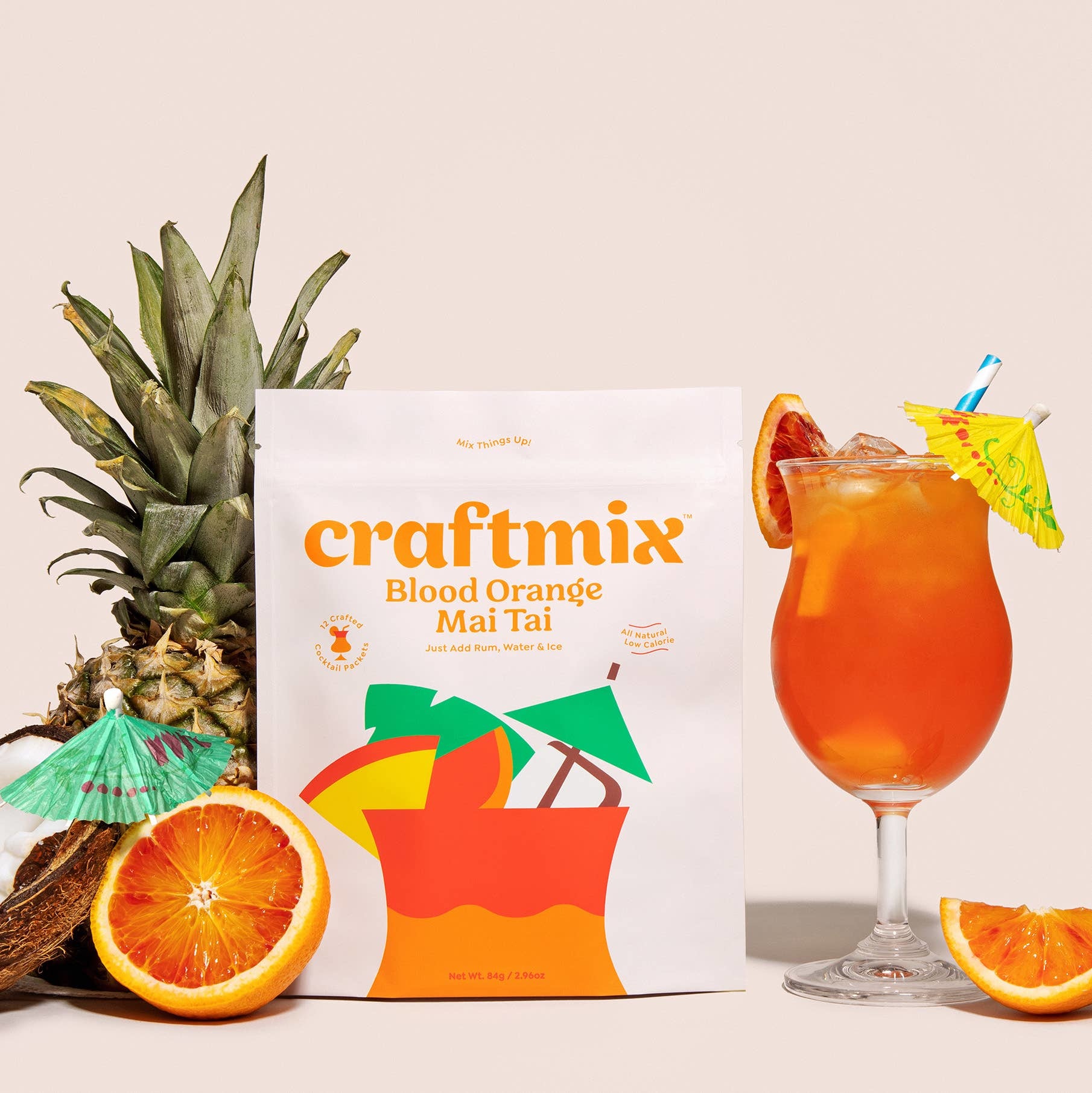 Craftmix Cocktail Mix Packets, Blood Orange Mai Tai, 12 Packets
