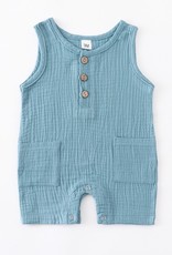 Honeydew Sleeveless Romper-Sky Blue