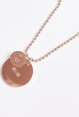 Sweet Three Designs Coin Charm Necklace-Rose Gold/Mom