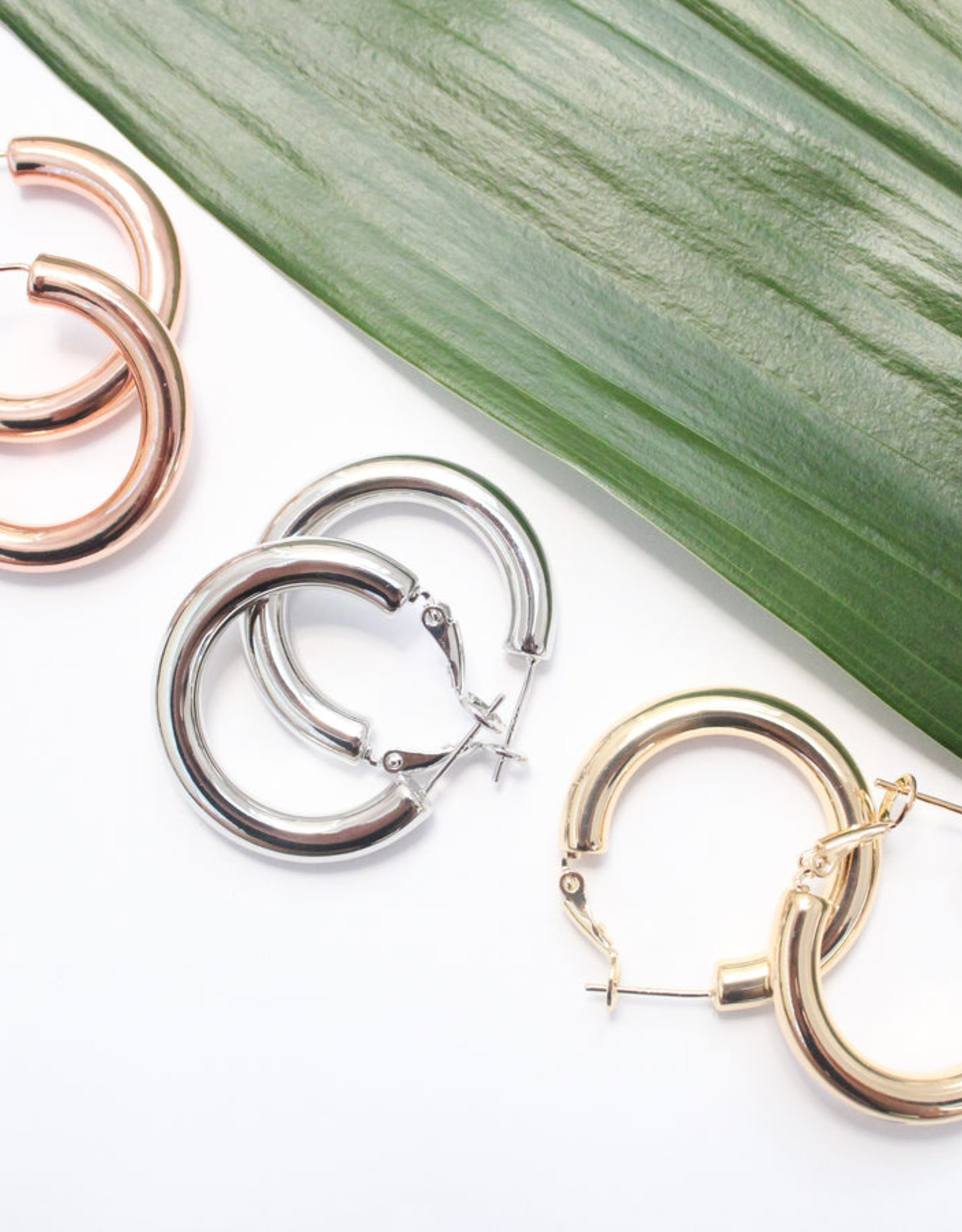 Sweet Three Designs Chunky Hoops-Gold