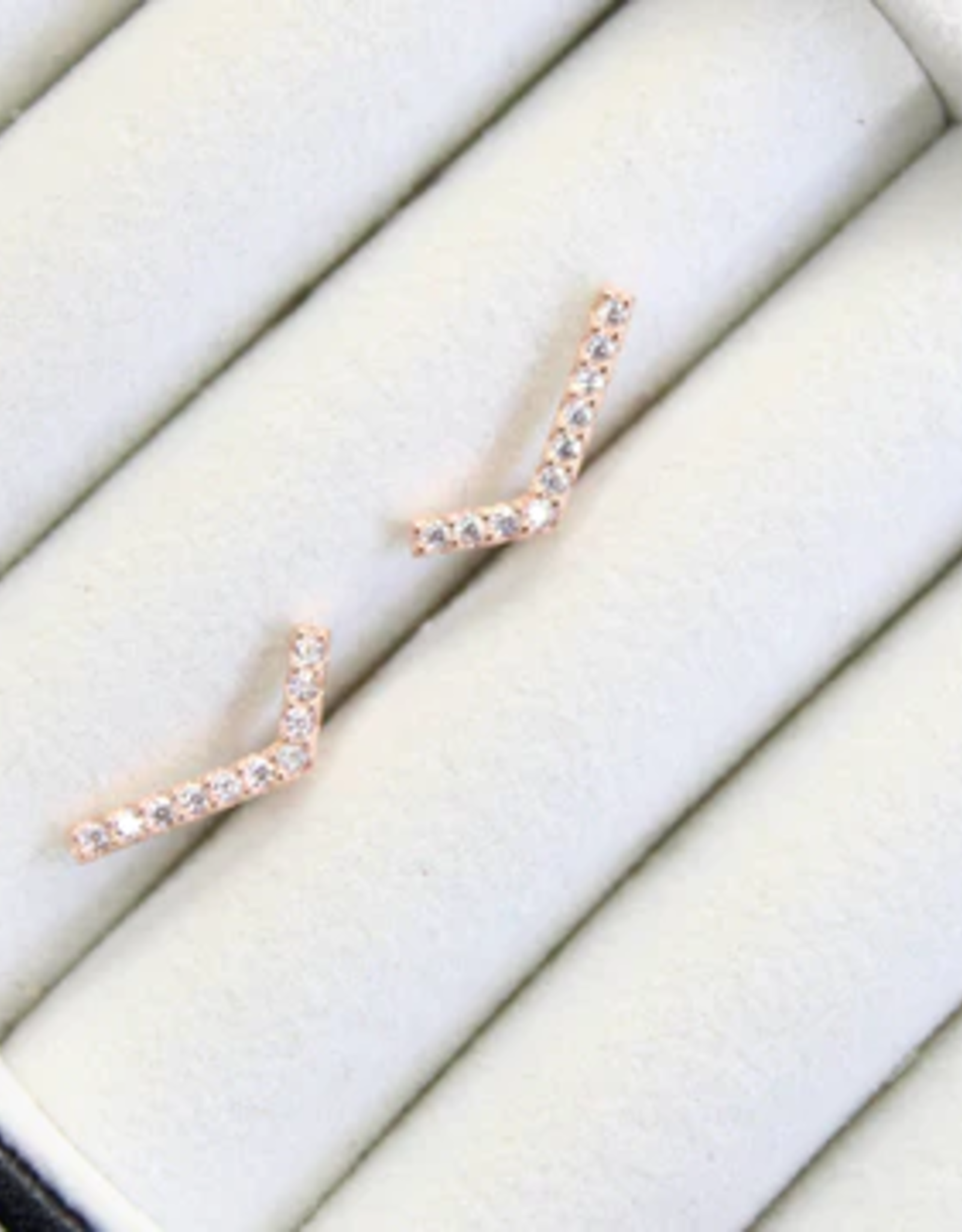Sweet Three Designs Remi Climber Earrings-Rose Gold