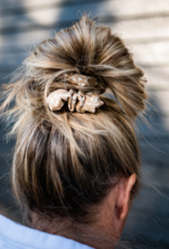 Antler & Acre Scrunchie-Taupe Floral Knit