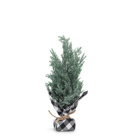 Snowy Tree w/Plaid Base 13"