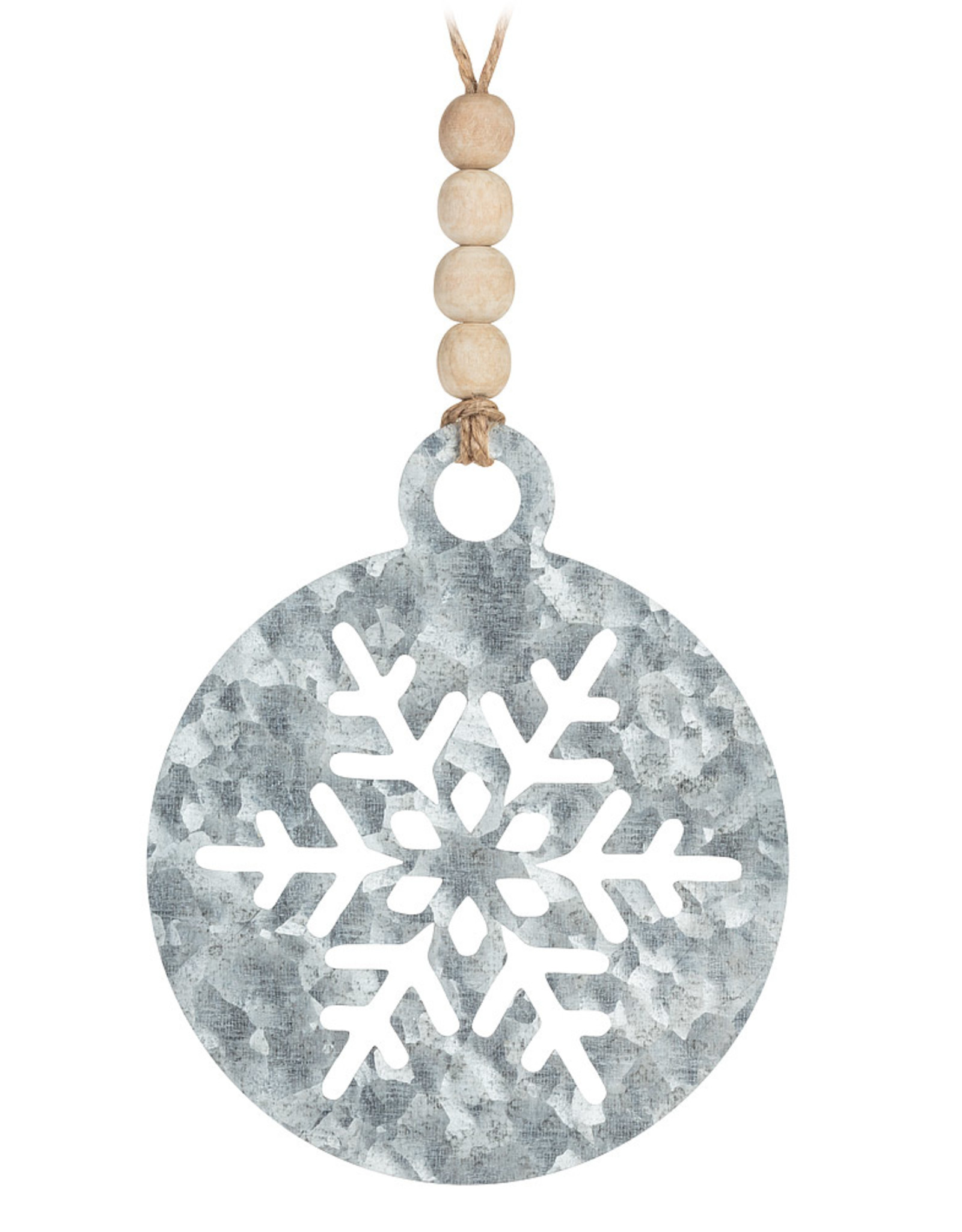 Metal Cutout Ornament w/Beaded String