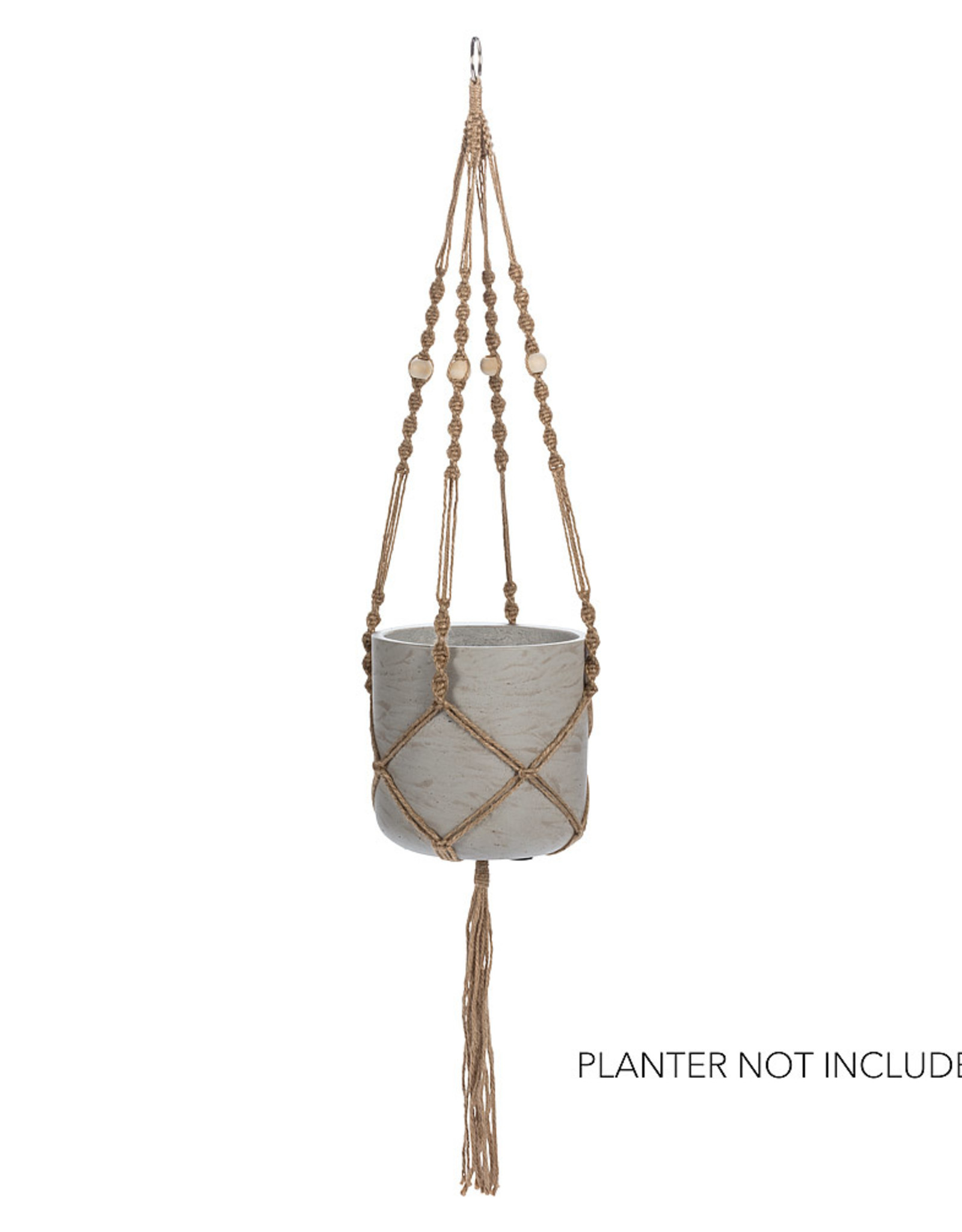 Macrame Plant Hanger w/Tail & Beads 42"