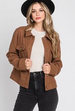 Be Cool The Janine Cropped Shacket-Caramel