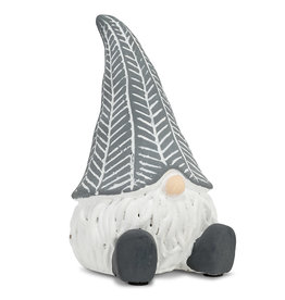 Cement Sitting Gnome, Grey Lg