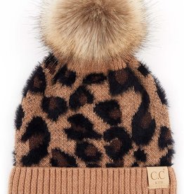 CC CC Kids Beanie-Leopard Print, Latte