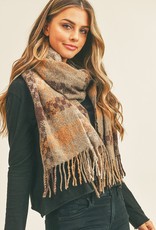 The Pixel Check Oblong Scarf-Taupe