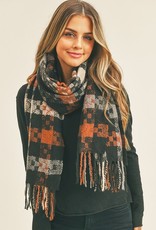 The Pixel Check Oblong Scarf-Black