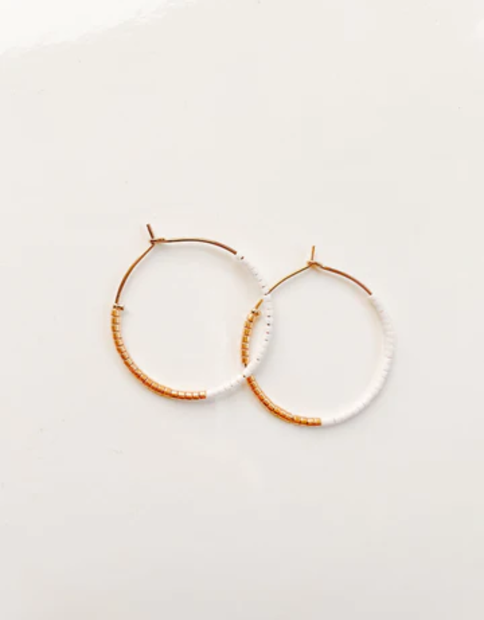 Sweet Three Designs Tatum Beaded Hoops-White