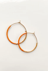 Sweet Three Designs Tatum Beaded Hoops-Camel