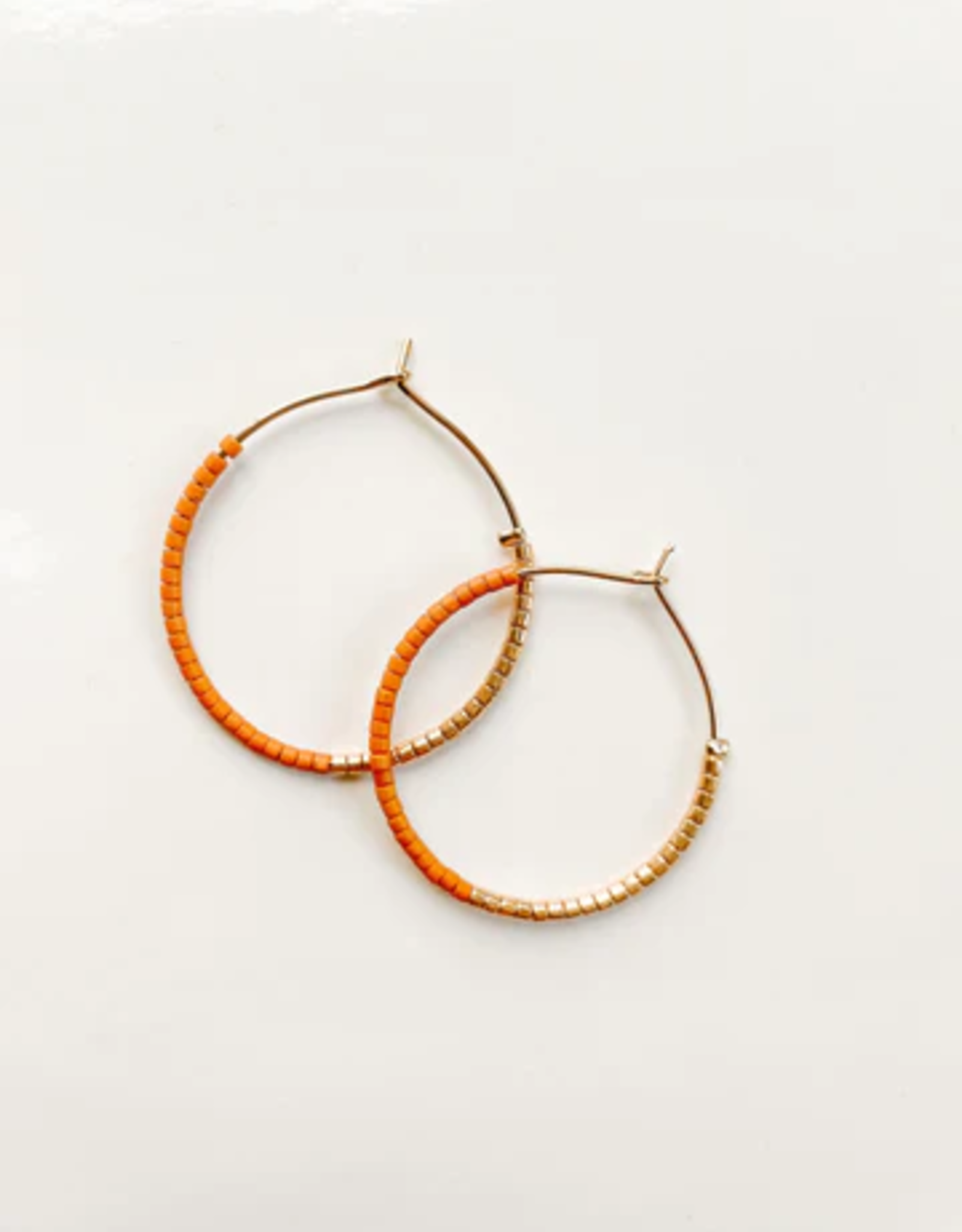 Sweet Three Designs Tatum Beaded Hoops-Camel