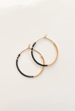 Sweet Three Designs Tatum Beaded Hoops-Black