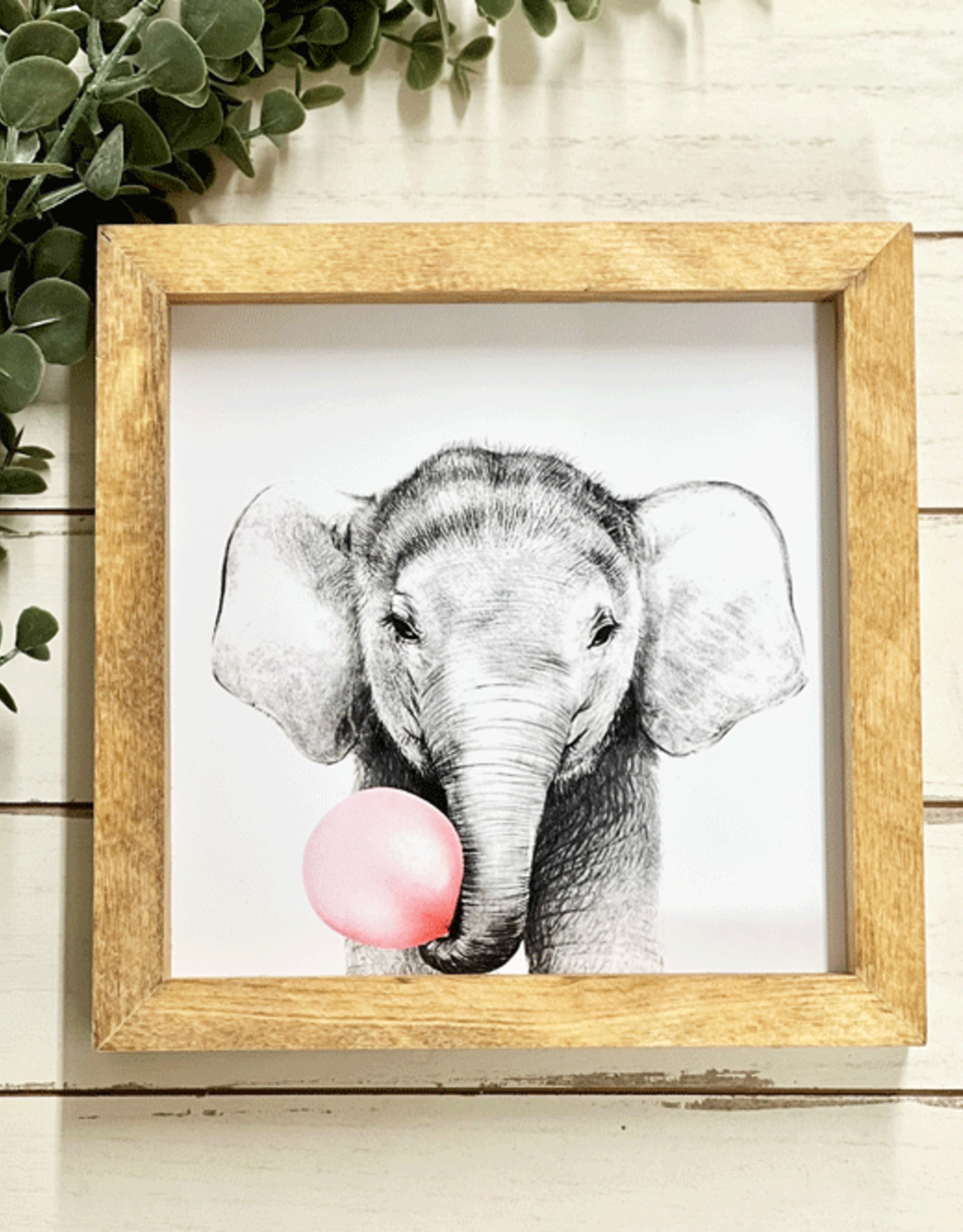 Framed Print-8x8-Bubble Gum Elephant