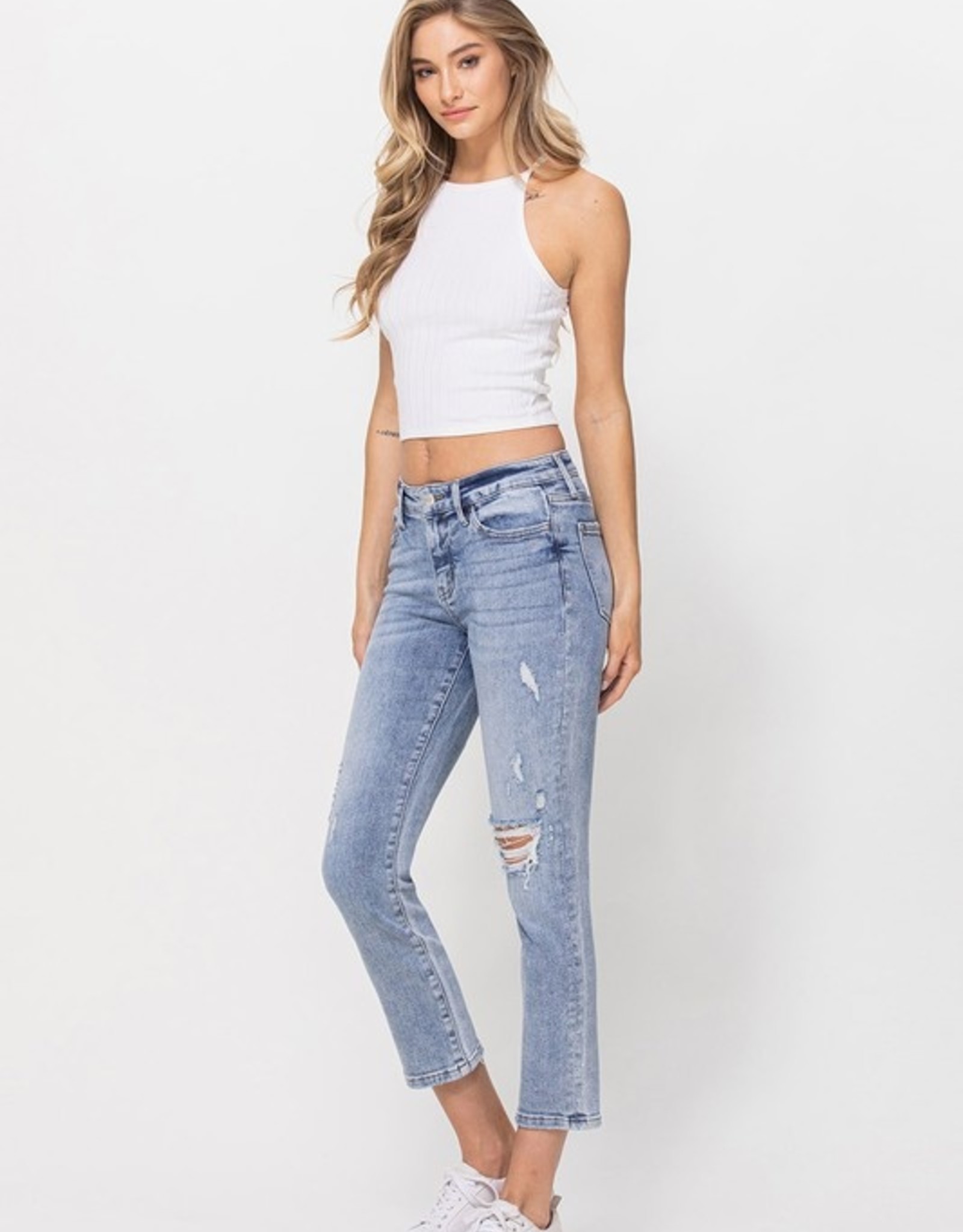 Carlene Mid Rise Straight Jean-Light Wash