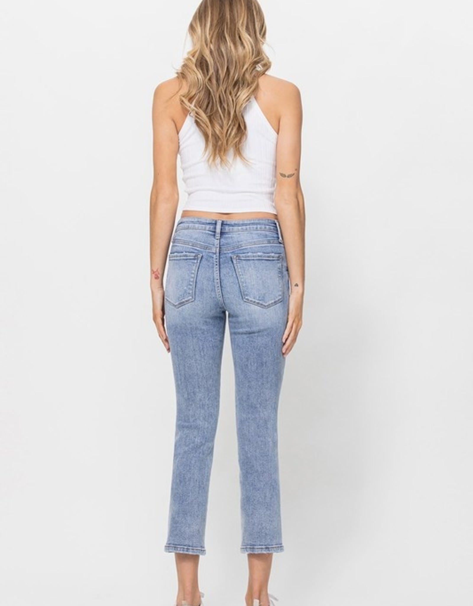 Carlene Mid Rise Straight Jean-Light Wash