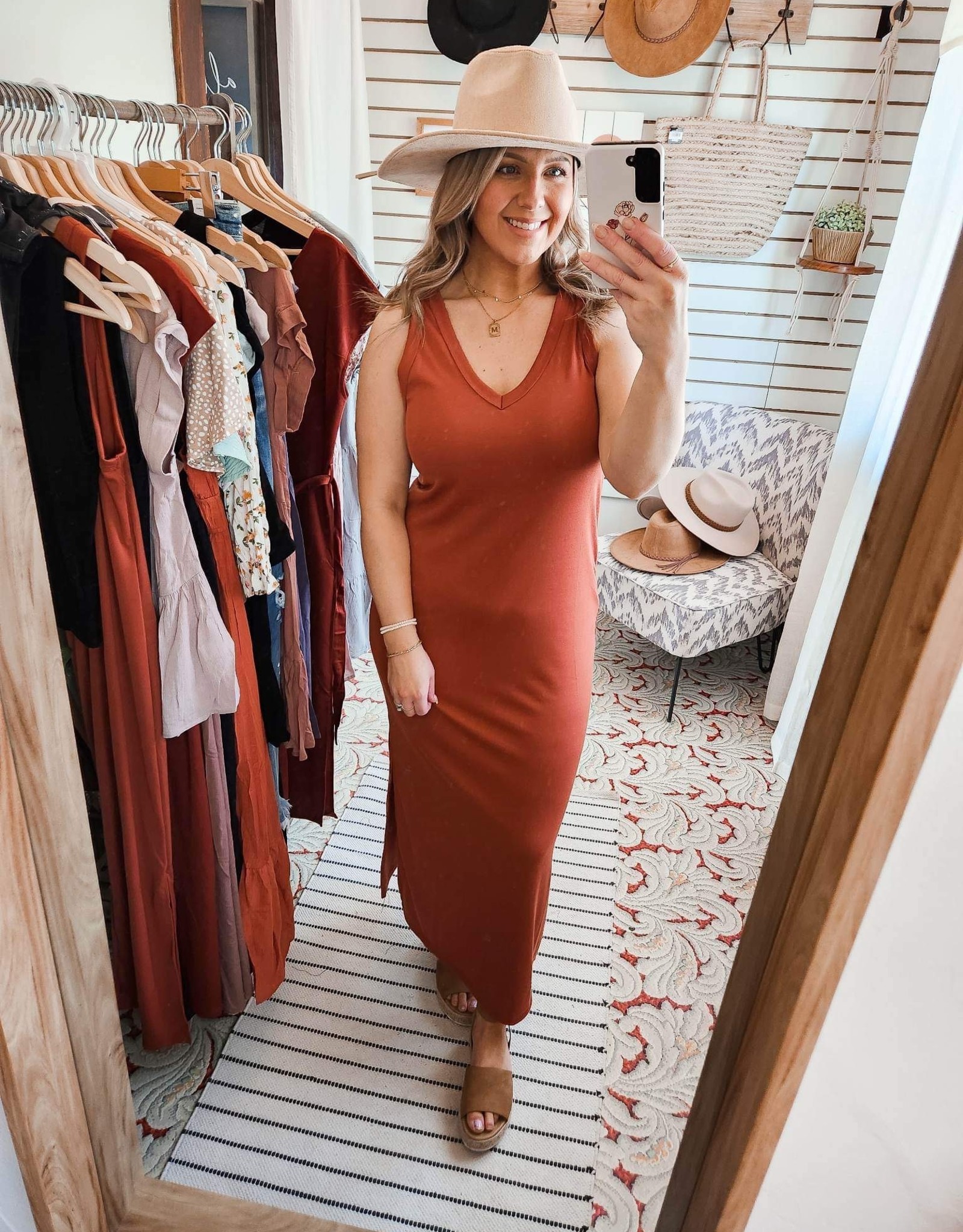 Be Cool The Bethany Basic Maxi Dress-Rust