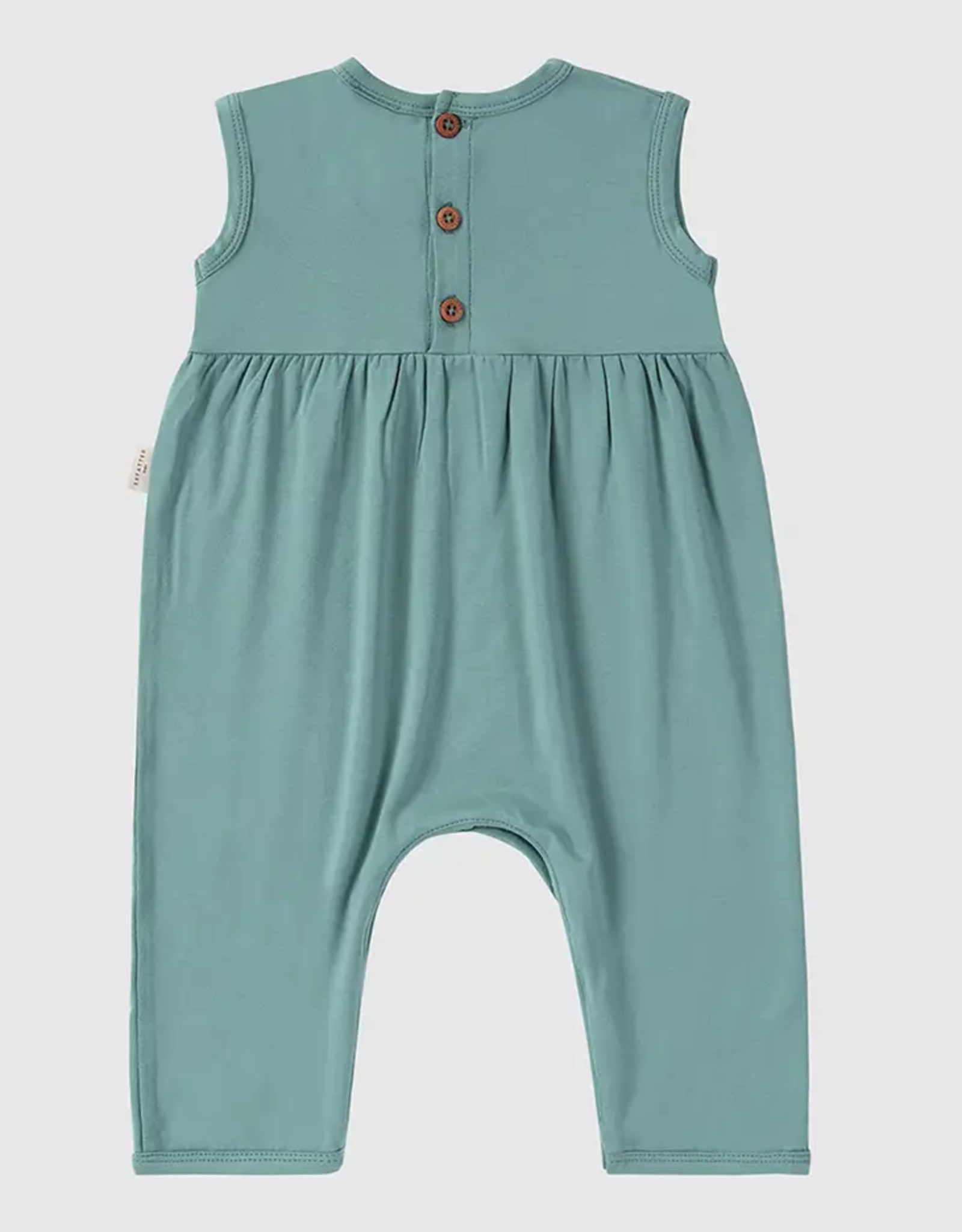 Lazament Sleeveless Romper w/Buttons-Green