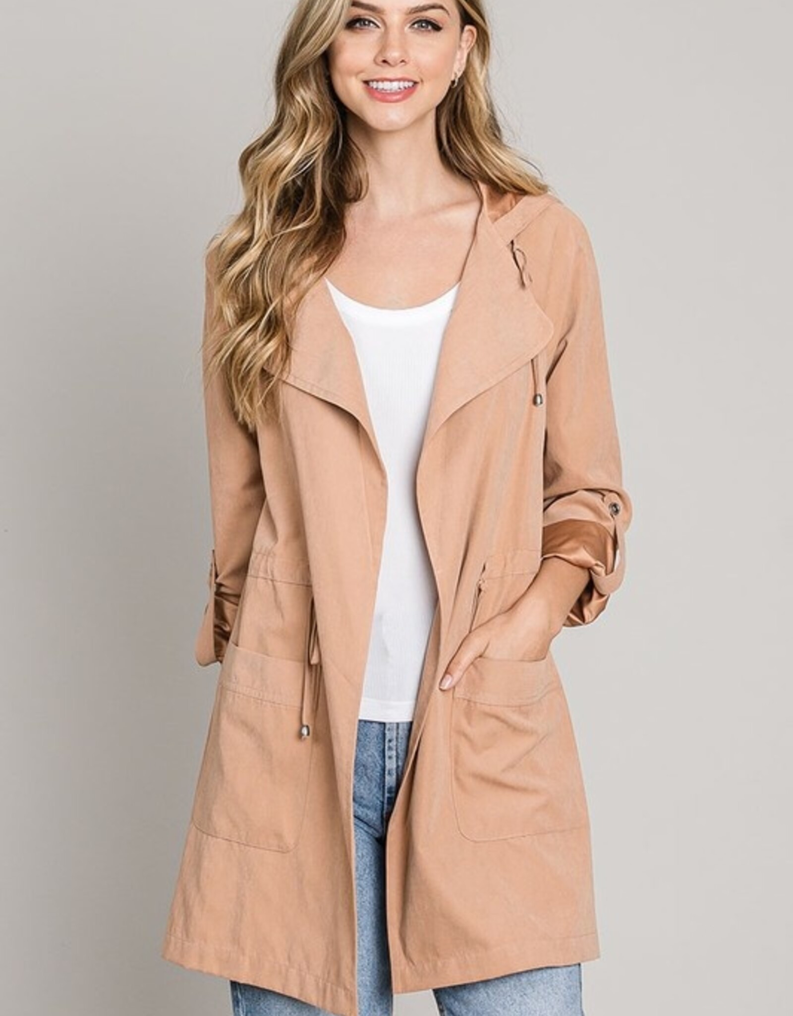 Be Cool Peachskin Jacket-Sand