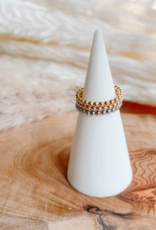 Sweet Three Designs Beaded Rings, Silver Size 6
