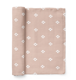 Mini Wander Muslin Swaddle, Boho Squares, Pink Sand