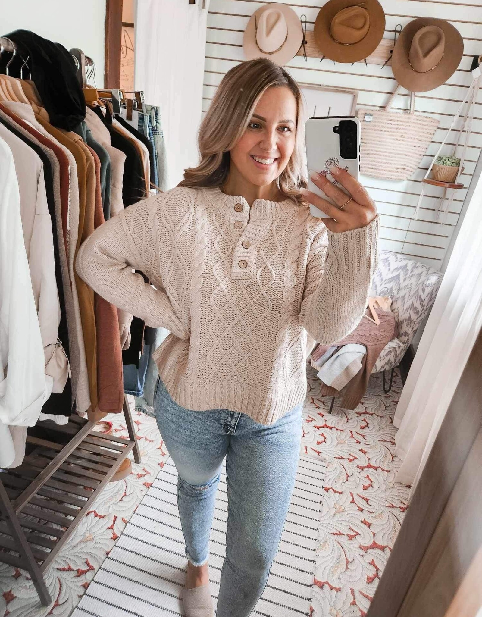 Be Cool The Amber Cable Knit Sweater, Oatmeal