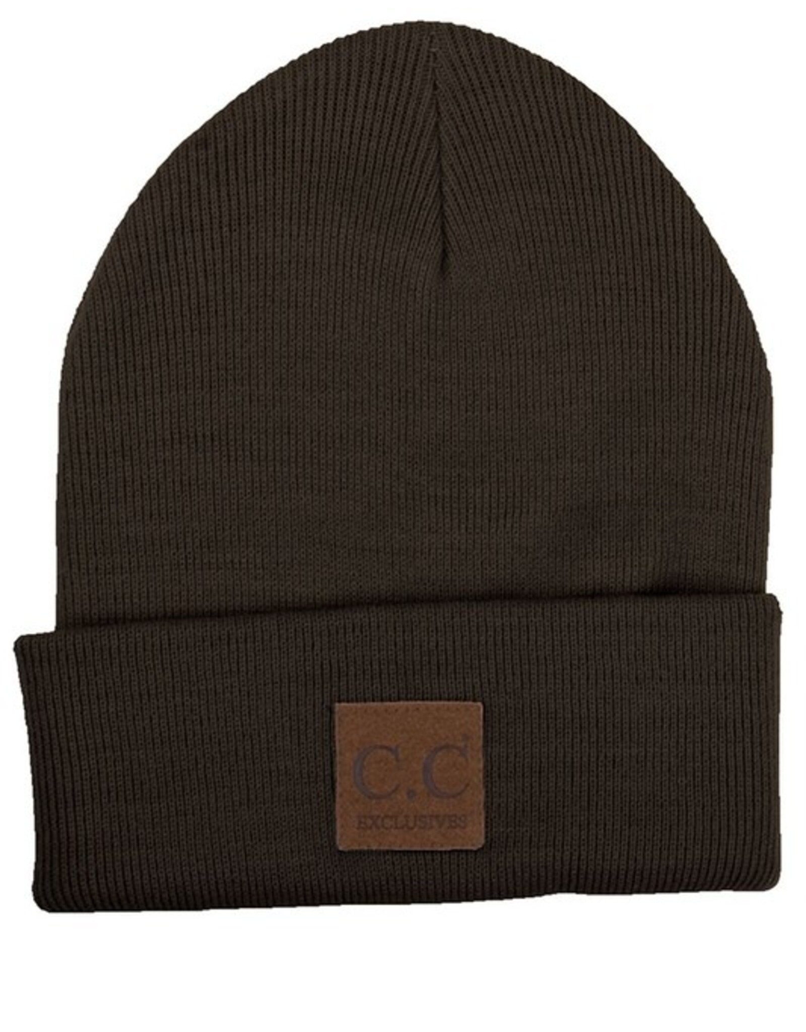 CC Beanie, Basic w/Suede Patch-Brown