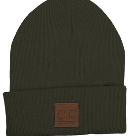 CC Beanie, Basic w/Suede Patch-Olive